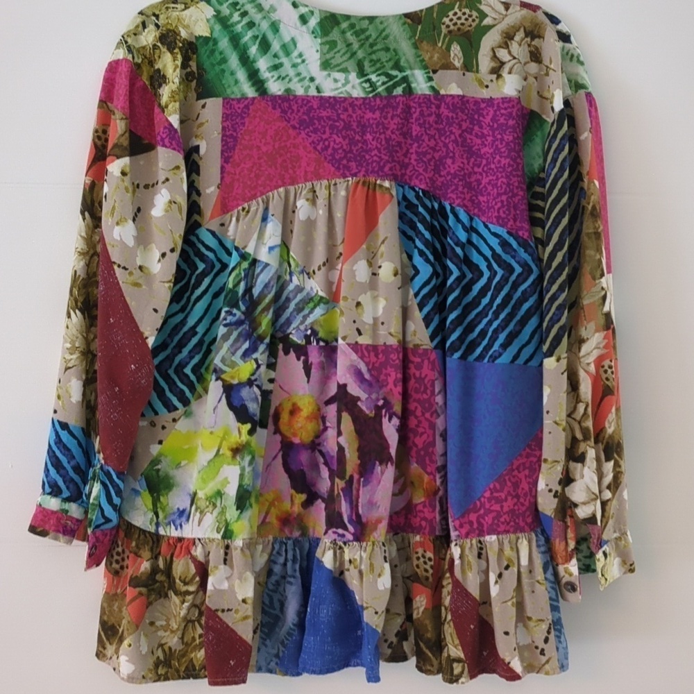 Anthropologie Floral Patchwork Feminine boho Blouse - Multicolor Sz xs petite - Picture 6 of 7